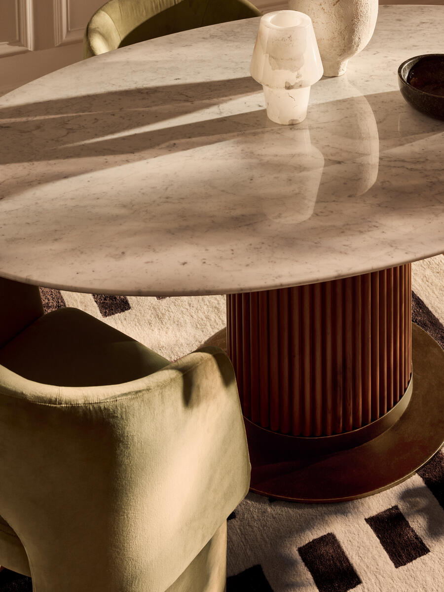 Murcell Oval Dining Table - Carrara Marble - Lifestyle - Image 2