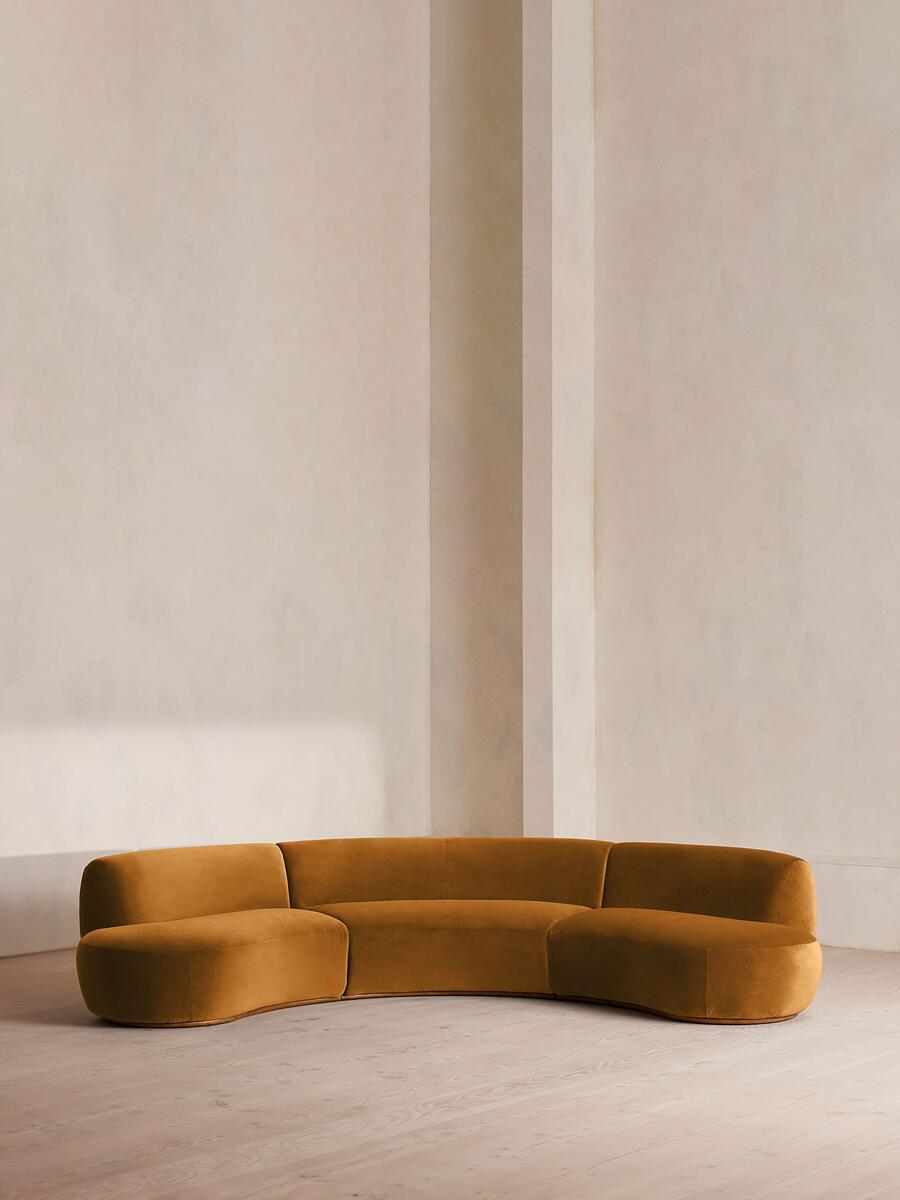 Aline Serpentine Modular Sofa - Four Seater - Mustard Velvet - Listing - Image 1