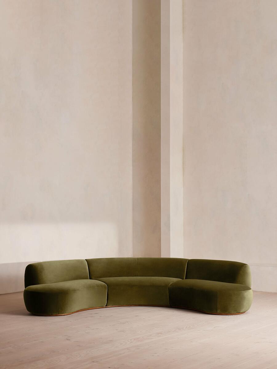 Aline Serpentine Modular Sofa - Four Seater - Olive Velvet - Listing - Image 1