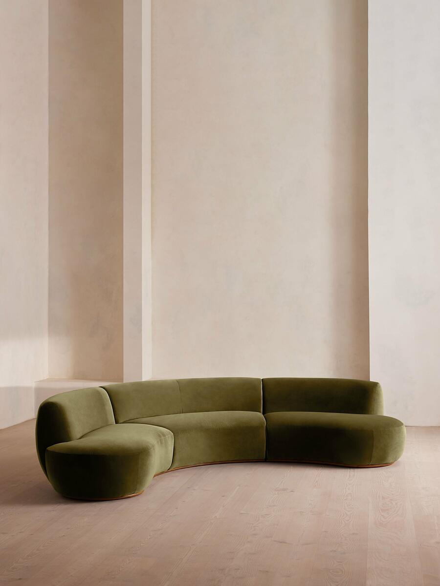 Aline Serpentine Modular Sofa - Four Seater - Olive Velvet - Listing - Image 2