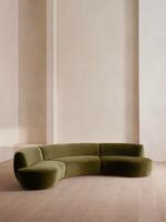 Aline Serpentine Modular Sofa - Four Seater - Olive Velvet - Listing - Thumbnail 2