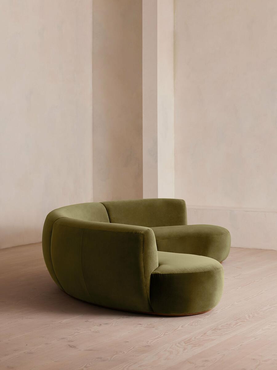 Aline Serpentine Modular Sofa - Four Seater - Olive Velvet - Images - Image 3