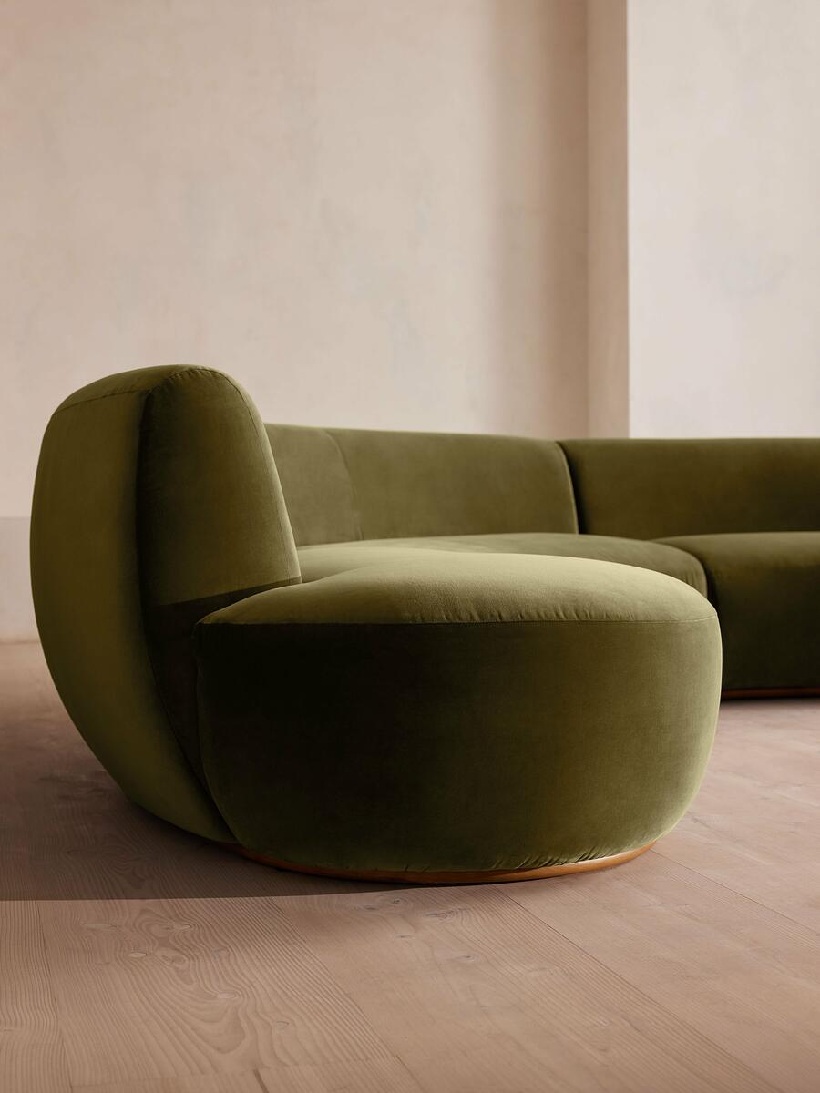 Aline Serpentine Modular Sofa - Four Seater - Olive Velvet - Images - Image 5