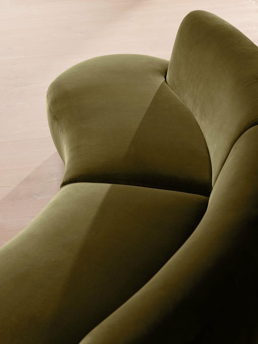 Aline Serpentine Modular Sofa - Four Seater - Olive Velvet - Images - Image 6