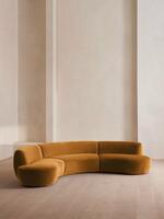 Aline Serpentine Modular Sofa - Four Seater - Mustard Velvet - Listing - Thumbnail 2