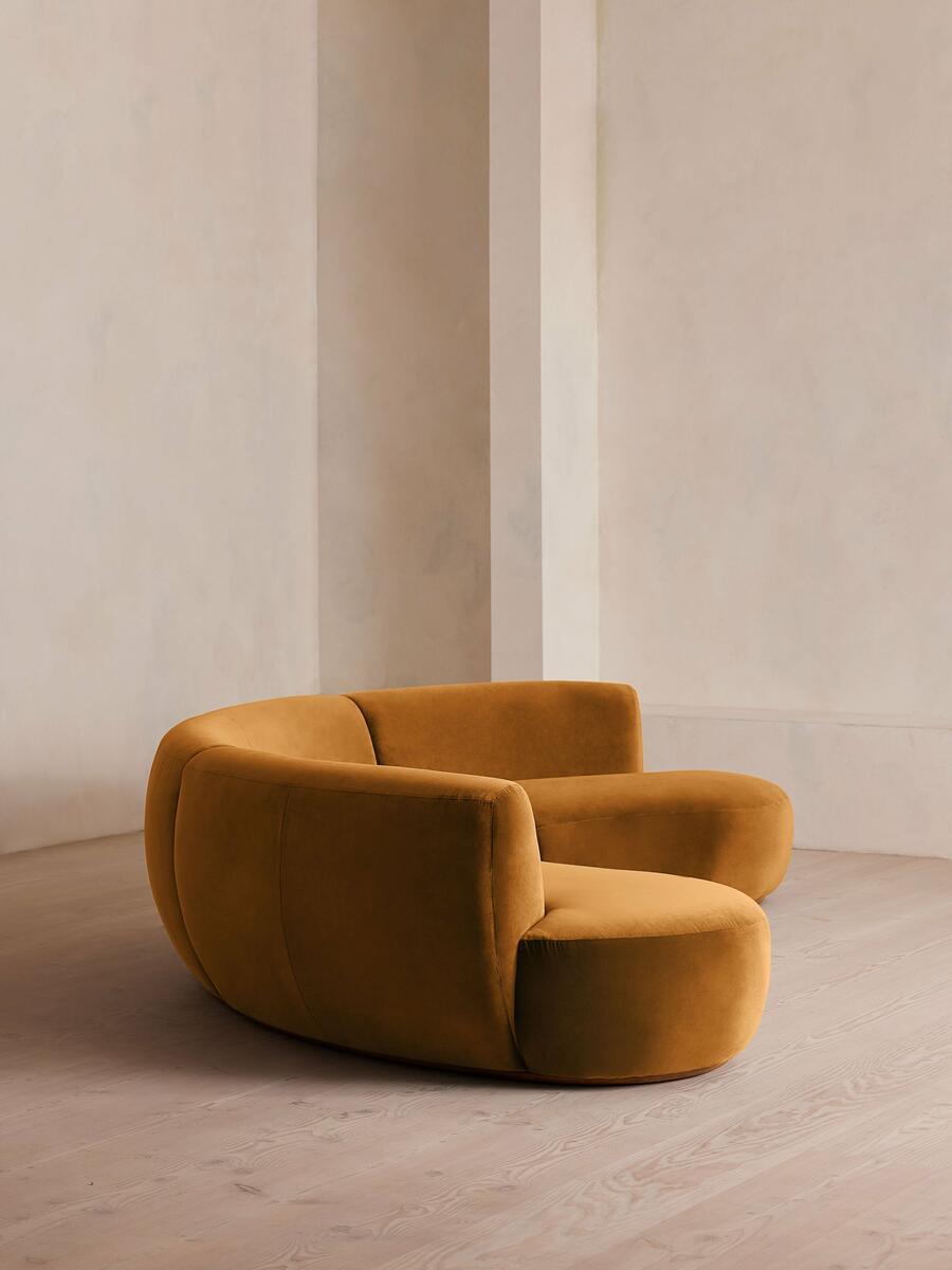 Aline Serpentine Modular Sofa - Four Seater - Mustard Velvet - Images - Image 3