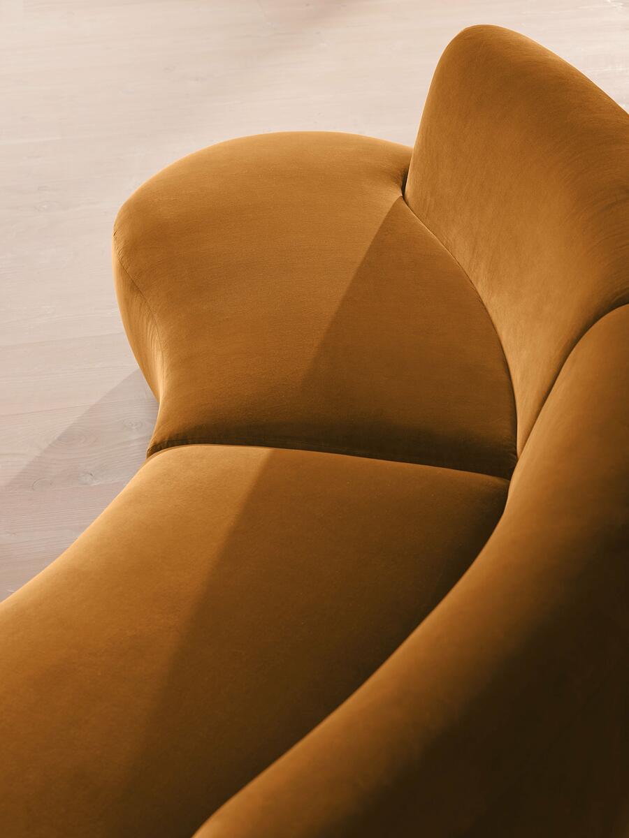Aline Serpentine Modular Sofa - Four Seater - Mustard Velvet - Images - Image 6