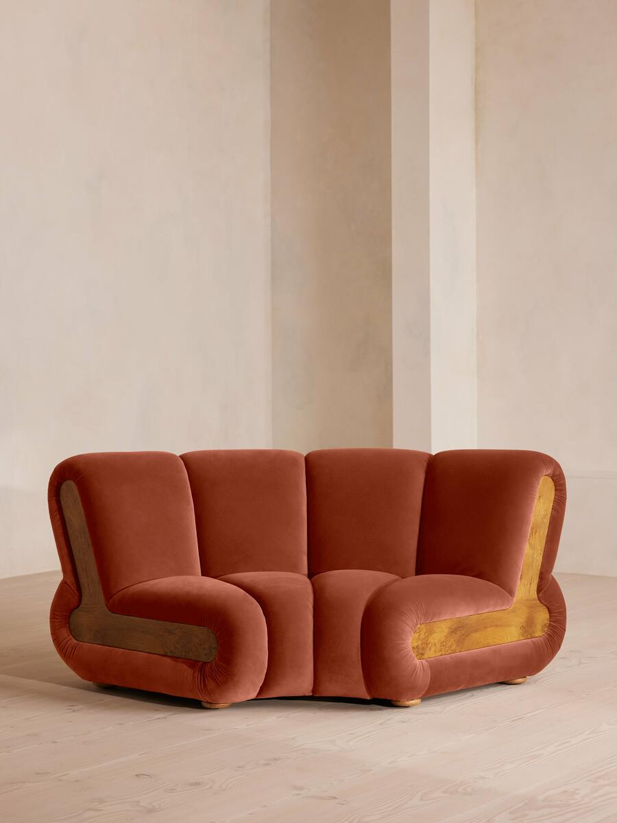 Noelle Modular Curved Armchair - Velvet Rust - Listing - Image 2