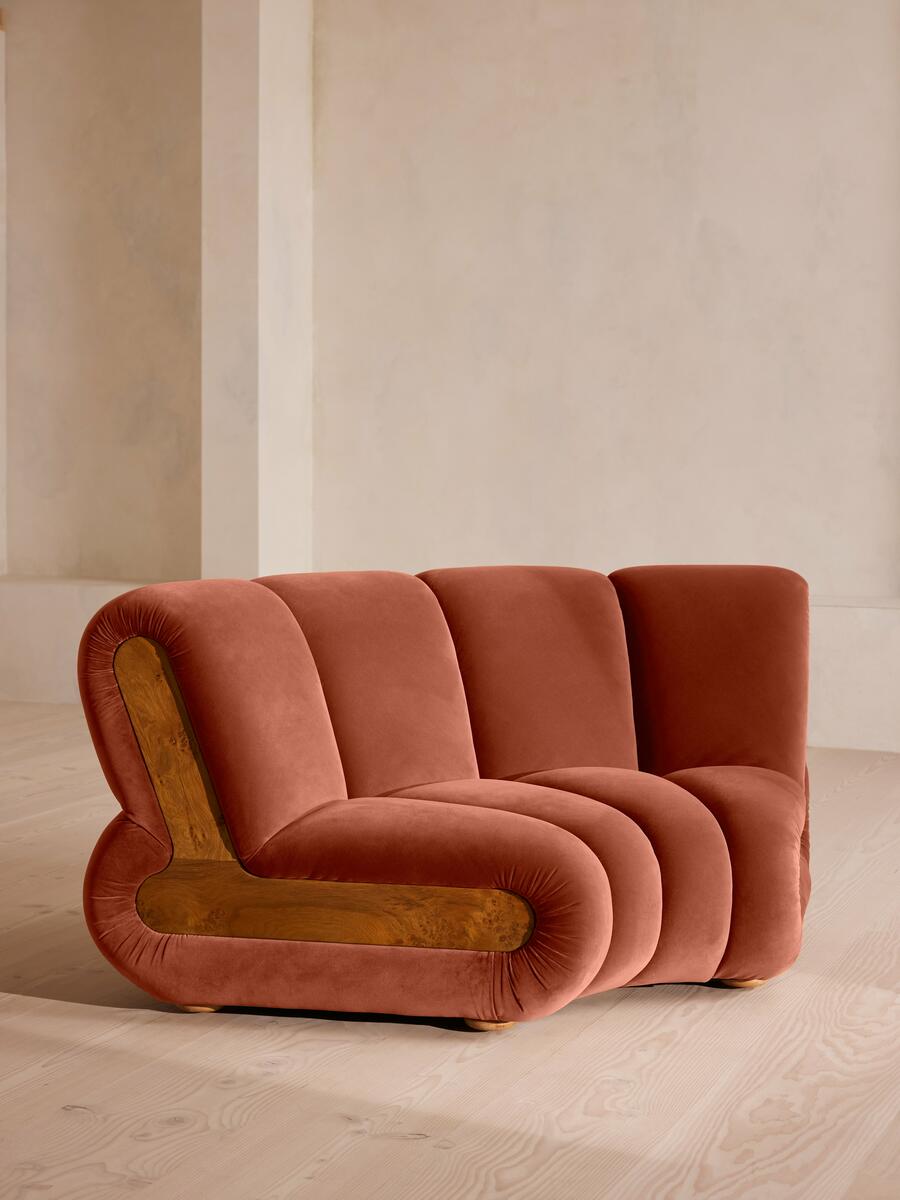 Noelle Modular Curved Armchair - Velvet Rust - Listing - Image 1