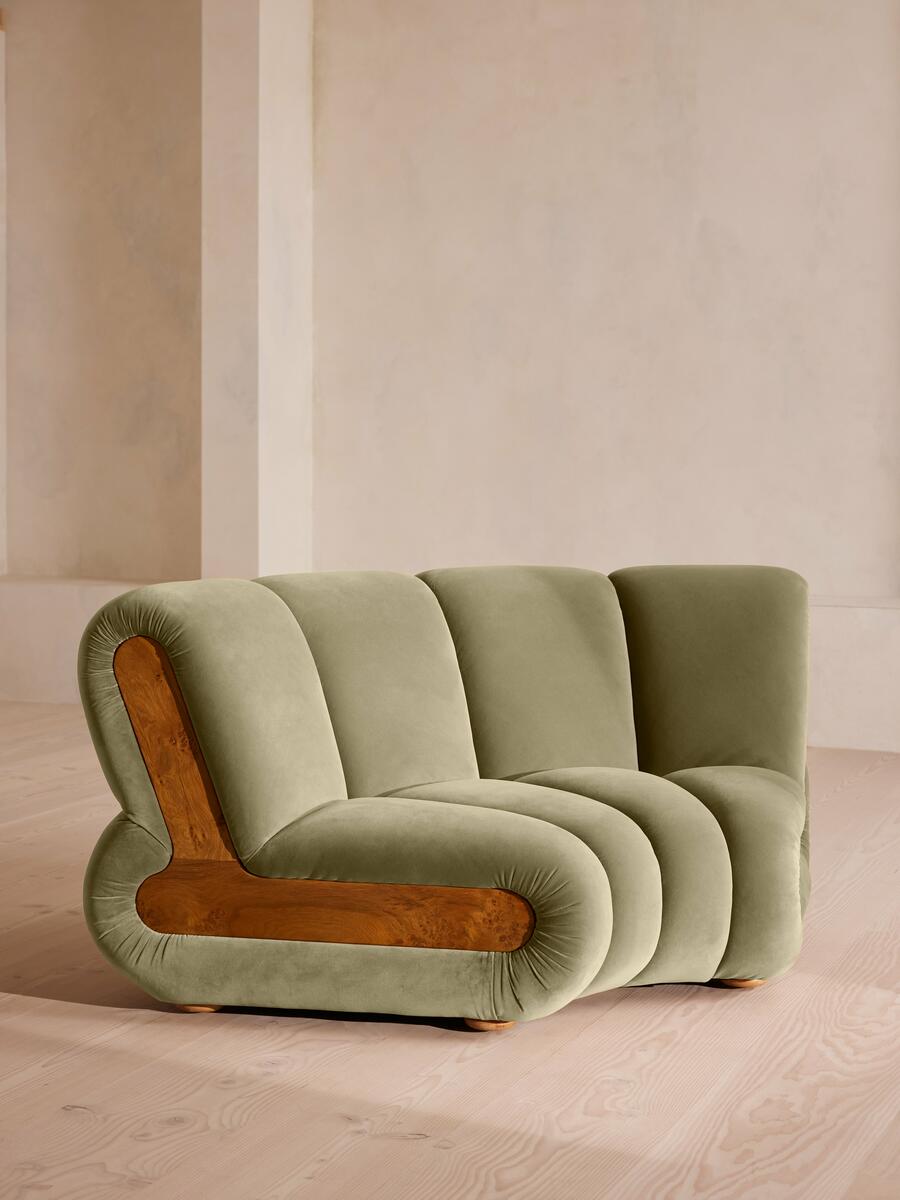 Noelle Modular Curved Armchair - Velvet Lichen - Listing - Image 1