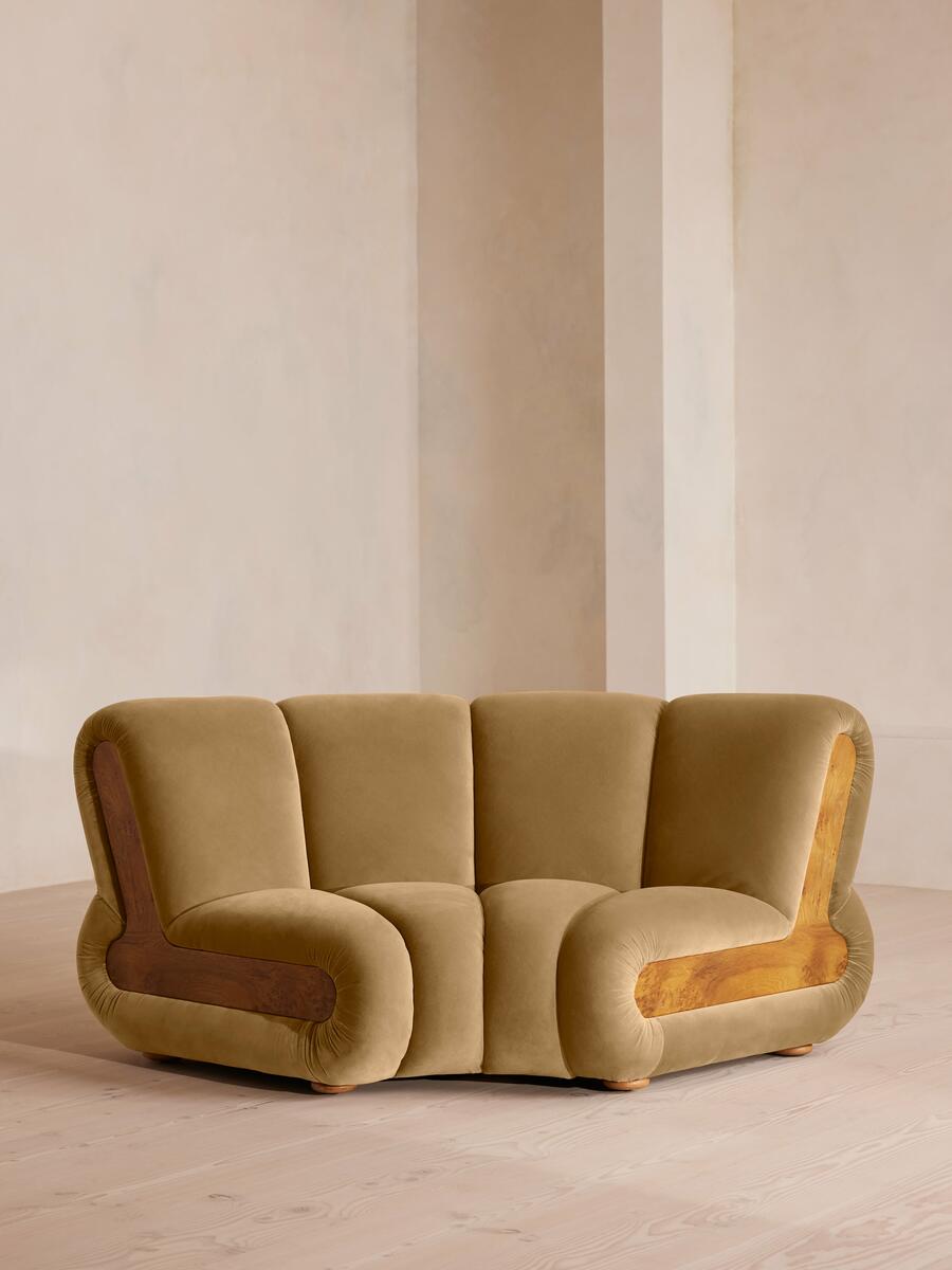 Noelle Modular Curved Armchair - Velvet Camel - Listing - Image 2