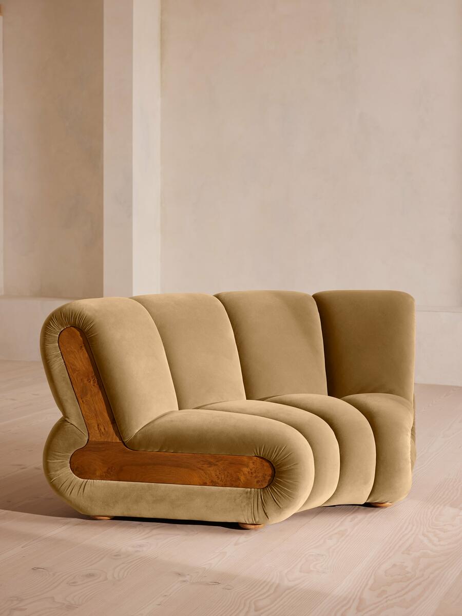 Noelle Modular Curved Armchair - Velvet Camel - Listing - Image 1