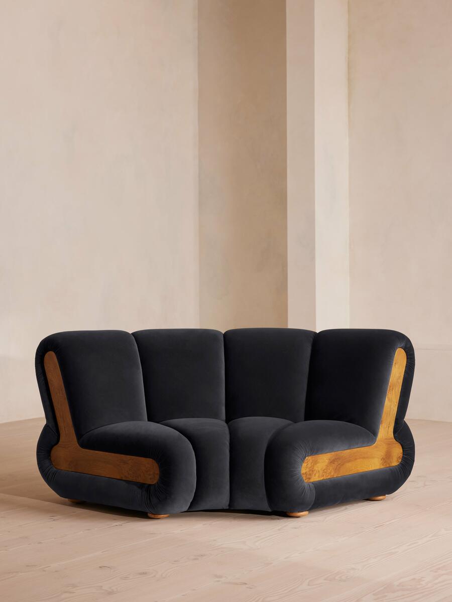 Noelle Modular Curved Armchair - Velvet Royal Blue - Listing - Image 2