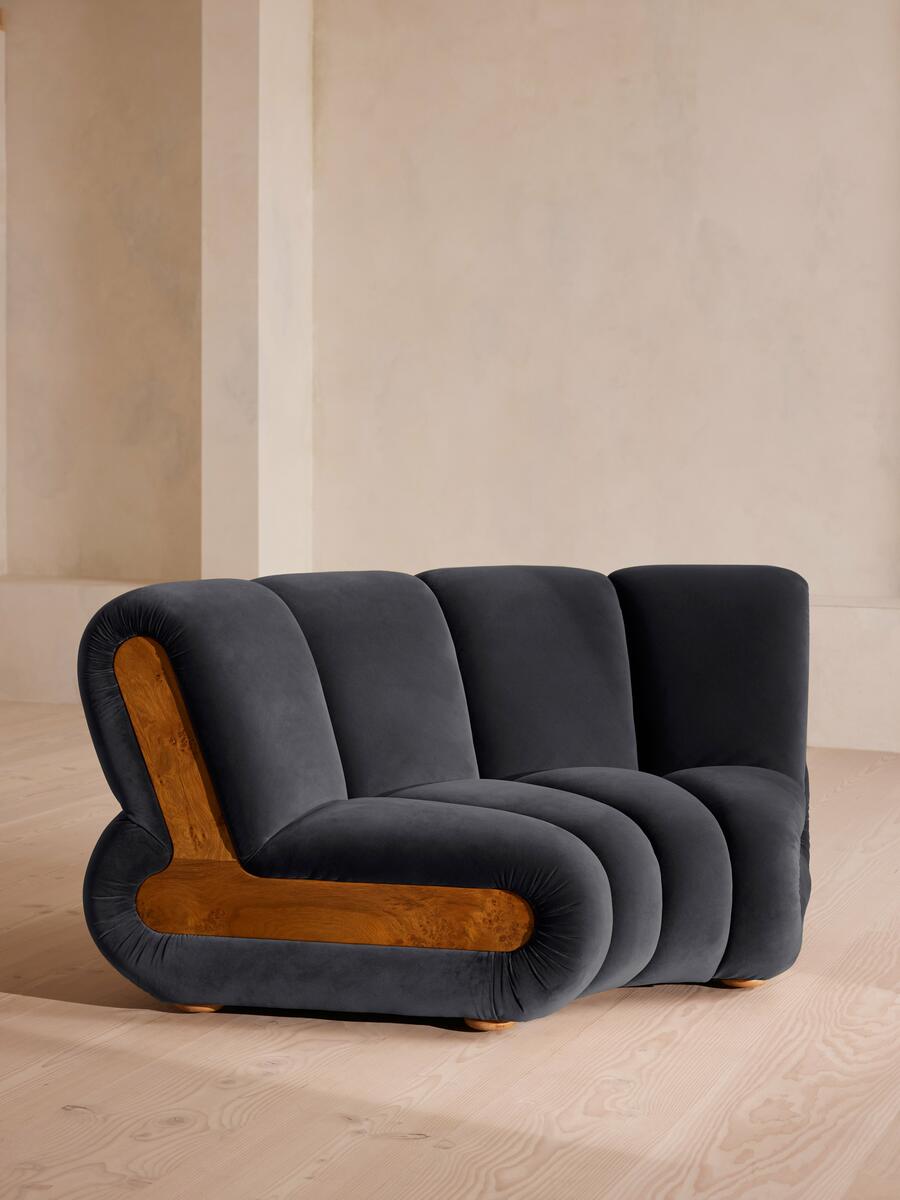 Noelle Modular Curved Armchair - Velvet Royal Blue - Listing - Image 1