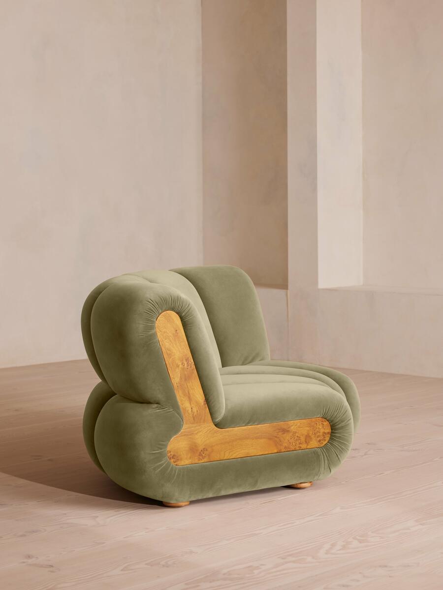 Noelle Modular Curved Armchair - Velvet Lichen - Images - Image 3