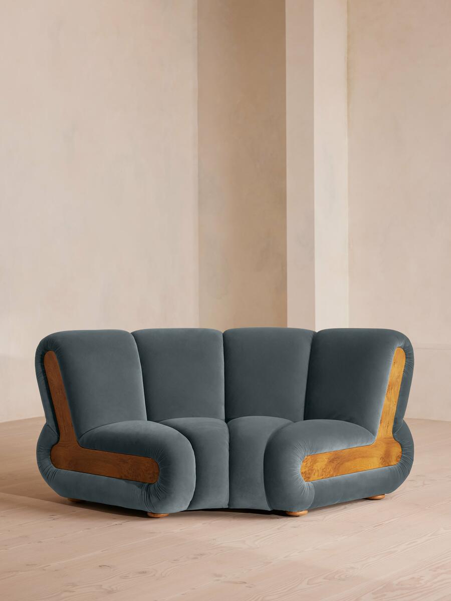 Noelle Modular Curved Armchair - Velvet Grey Blue - Listing - Image 2