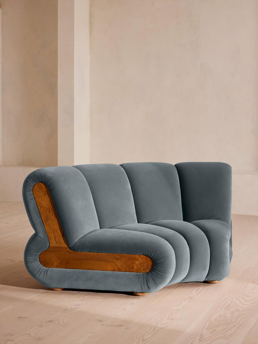 Noelle Modular Curved Armchair - Velvet Grey Blue - Listing - Image 1