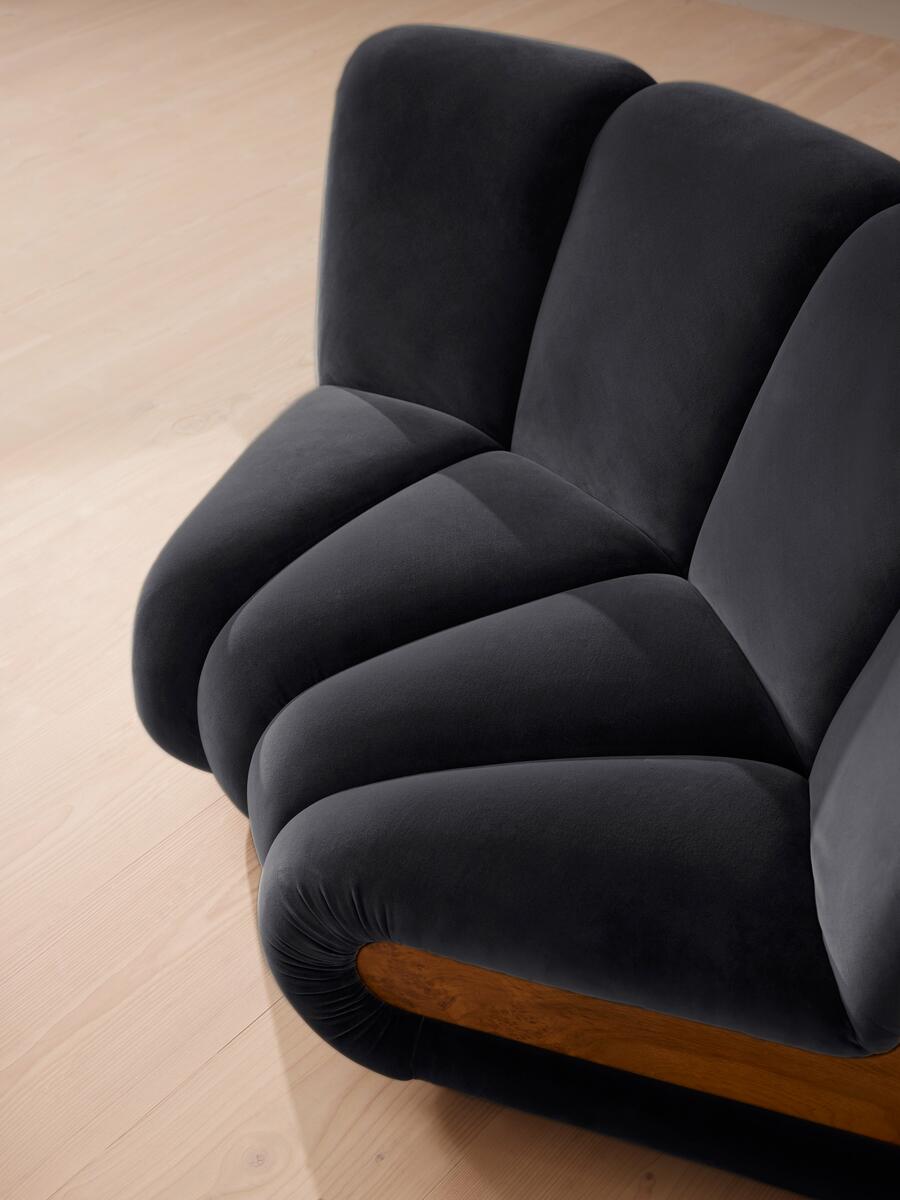 Noelle Modular Curved Armchair - Velvet Royal Blue - Images - Image 6