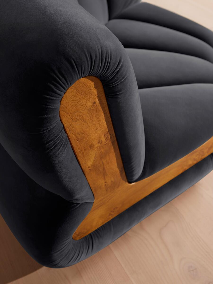 Noelle Modular Curved Armchair - Velvet Royal Blue - Images - Image 7