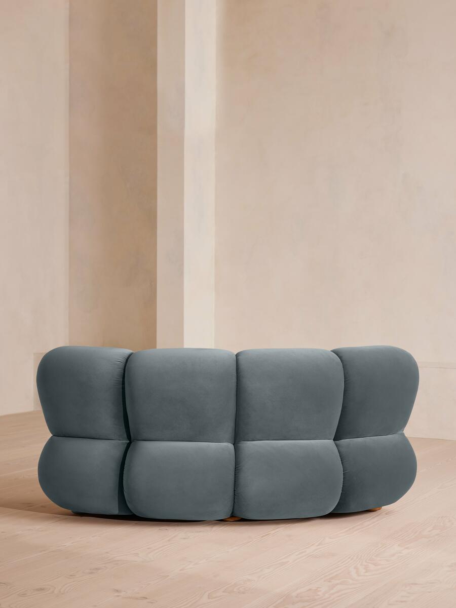 Noelle Modular Curved Armchair - Velvet Grey Blue - Images - Image 4