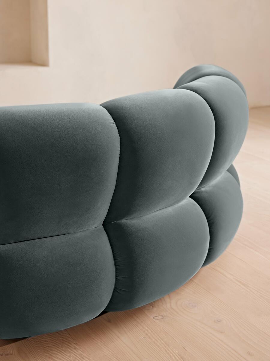 Noelle Modular Curved Armchair - Velvet Grey Blue - Images - Image 5
