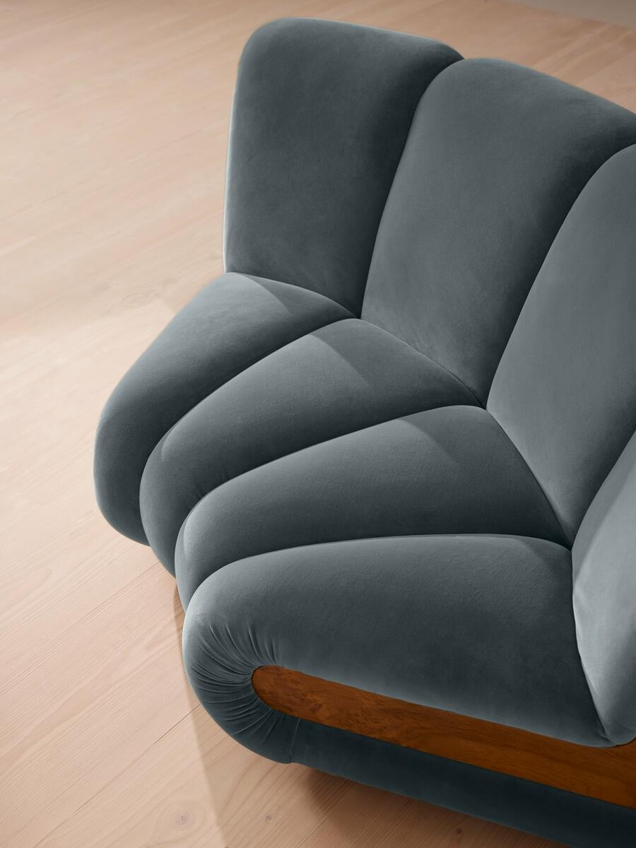Noelle Modular Curved Armchair - Velvet Grey Blue - Images - Image 6
