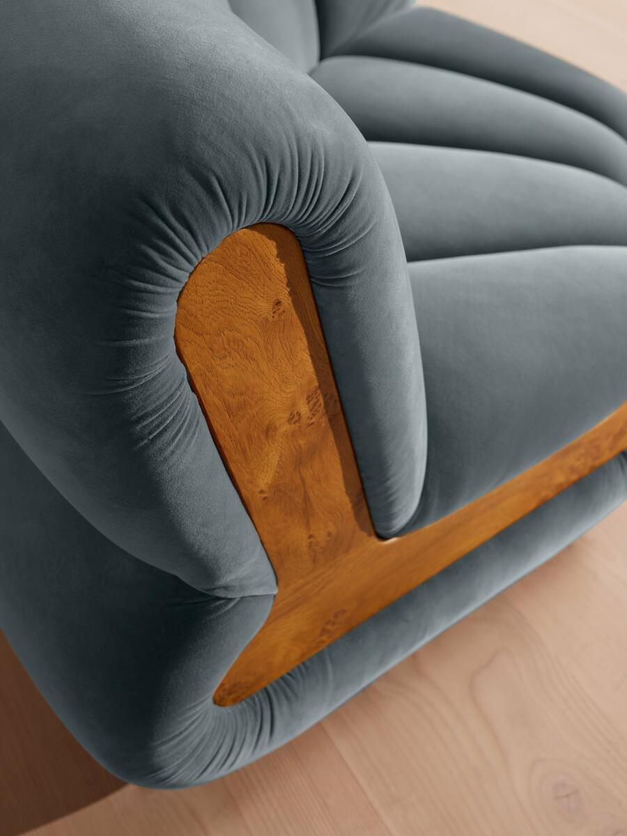 Noelle Modular Curved Armchair - Velvet Grey Blue - Images - Image 7