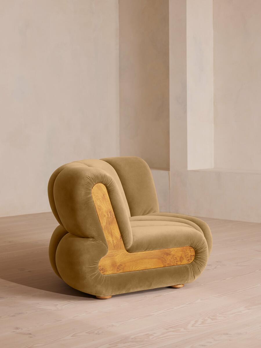 Noelle Modular Curved Armchair - Velvet Camel - Images - Image 3