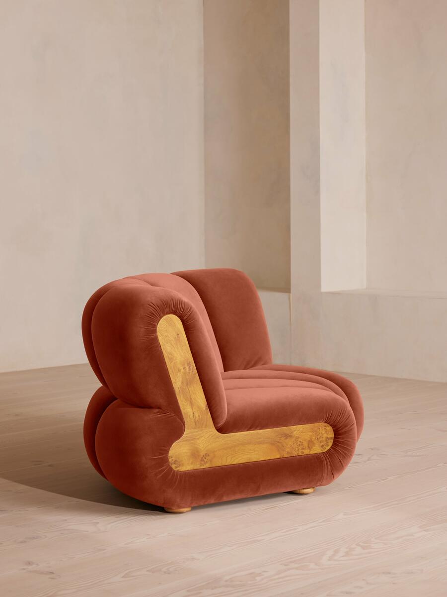 Noelle Modular Curved Armchair - Velvet Rust - Images - Image 3