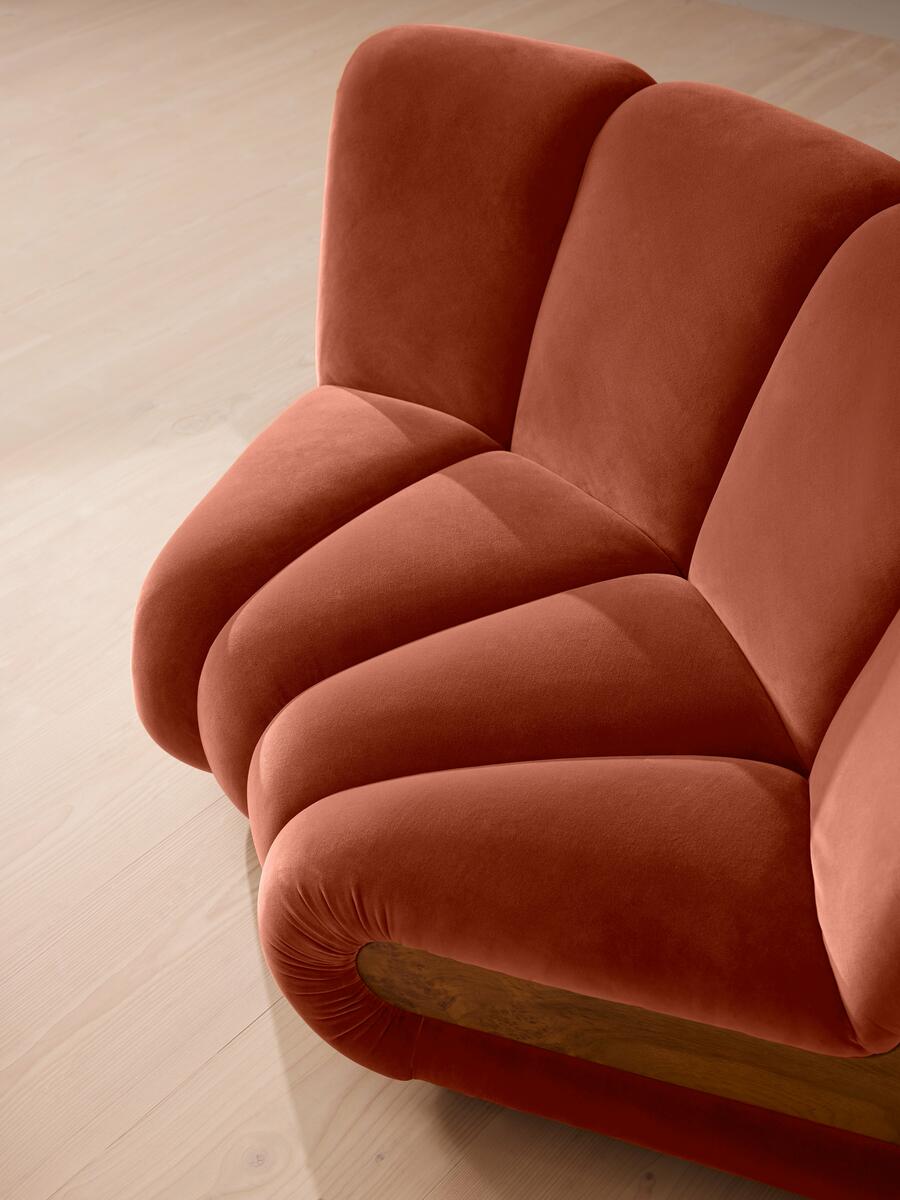 Noelle Modular Curved Armchair - Velvet Rust - Images - Image 6