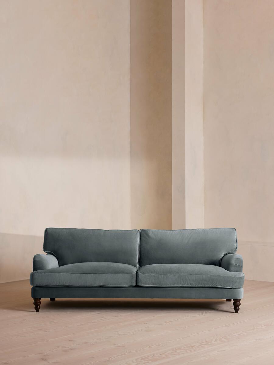 Arundel Four Seater Sofa - Velvet - Grey Blue - Listing - Image 1