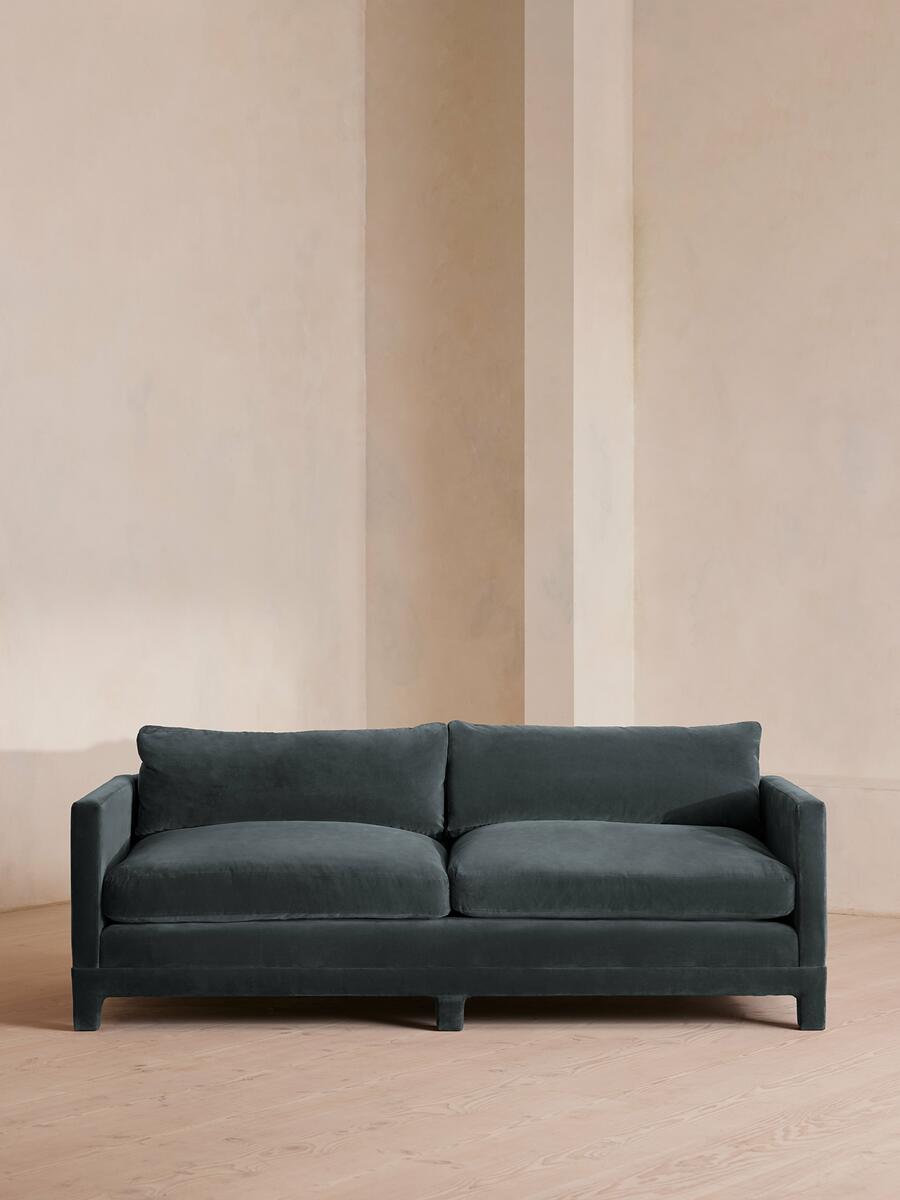 Ashford Three Seater Sofa - Velvet - Grey Blue - Listing - Image 1