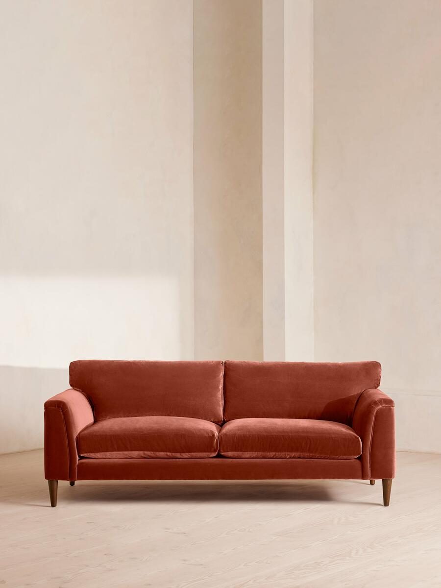 Reya Three Seater Sofa - Velvet - Rust - Listing - Image 1