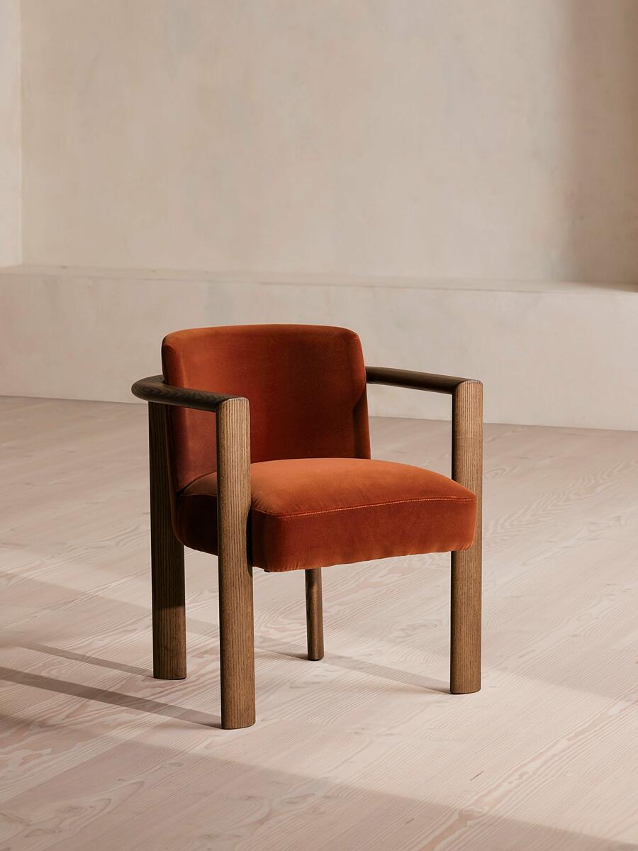 Aria Dining Chair - Velvet - Rust - Listing - Image 1