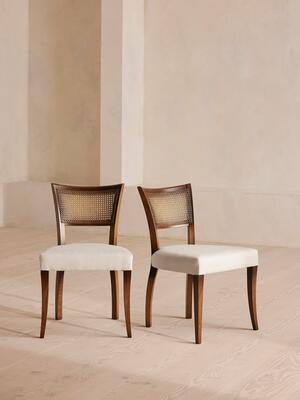 Pair of Molina Dining Chairs - Cane Back - Linen - Natural - Listing Image