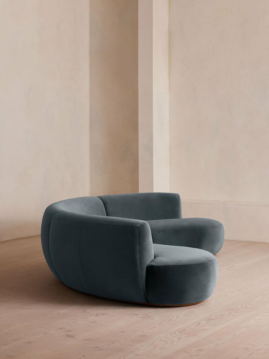 Aline Serpentine Modular Sofa - Four Seater - Grey Blue Velvet - Images - Image 4