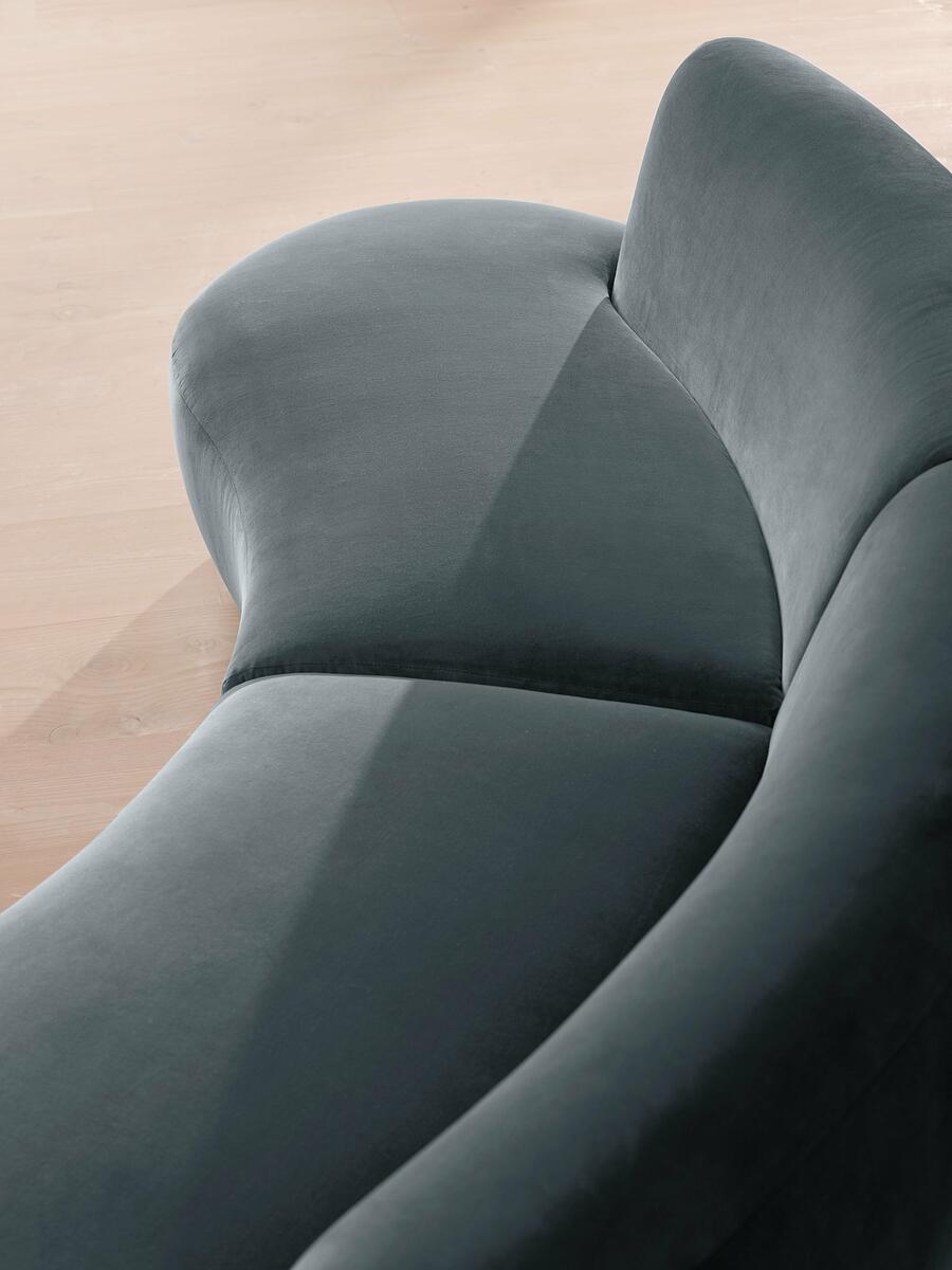 Aline Serpentine Modular Sofa - Four Seater - Grey Blue Velvet - Images - Image 7