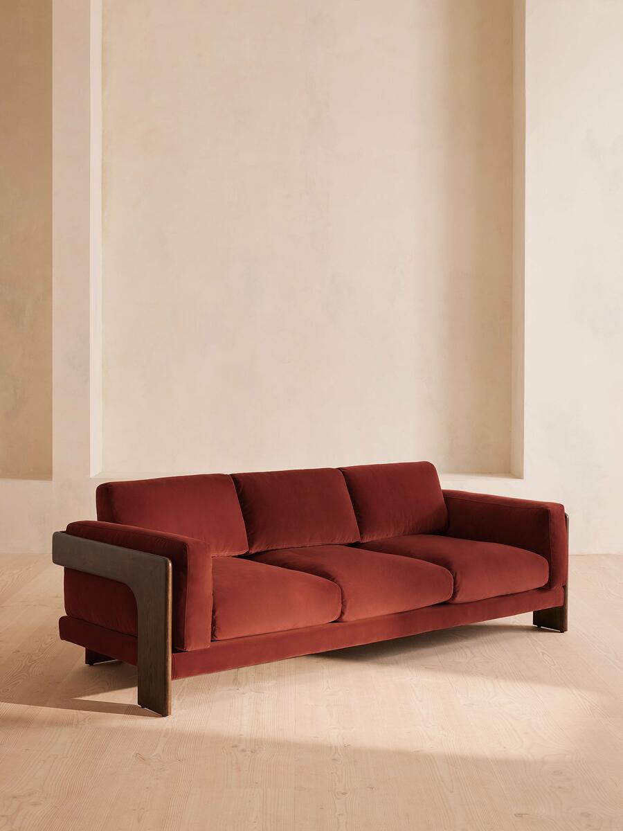 Marcia Three Seater Sofa - Velvet - Rust - Listing - Image 1