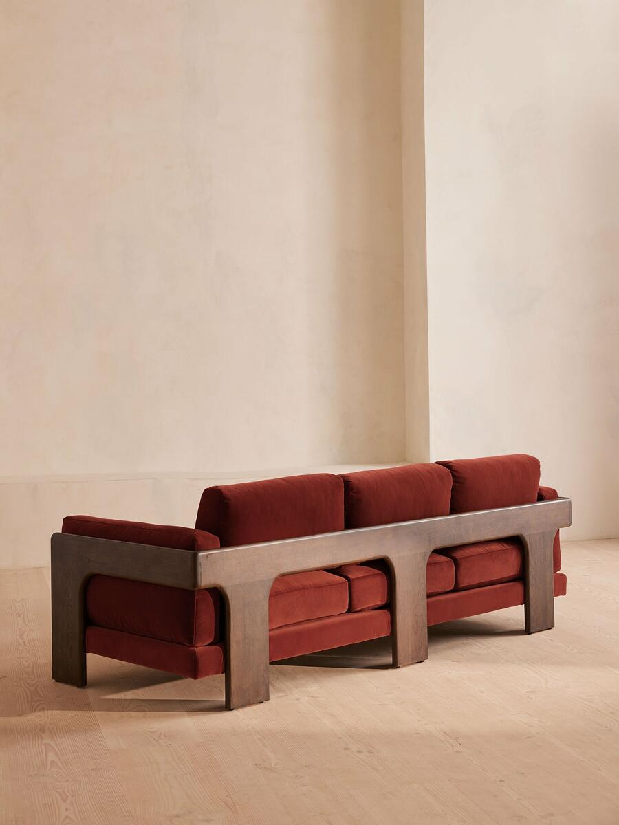 Marcia Three Seater Sofa - Velvet - Rust - Images - Image 8