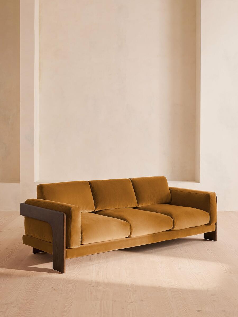 Marcia Three Seater Sofa - Velvet - Mustard - Listing - Image 2