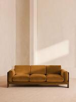 Marcia Three Seater Sofa - Velvet - Mustard - Listing - Thumbnail 1