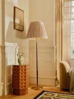 Beckett Leather Floor Lamp - Patterned Shade - Lifestyle - Thumbnail 1