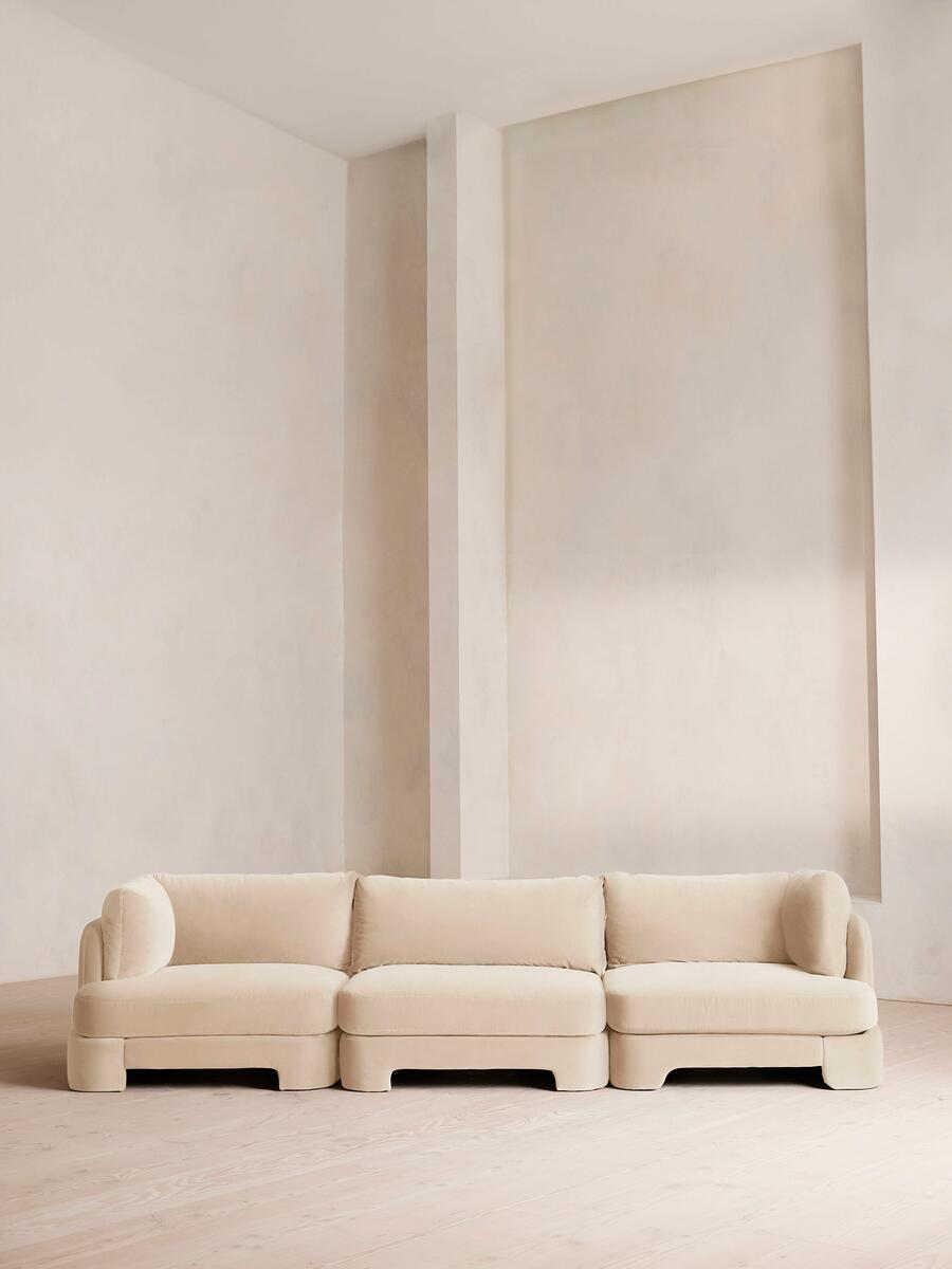 Odell Modular Sofa - Four Seater - Velvet - Porcelain - Listing - Image 1
