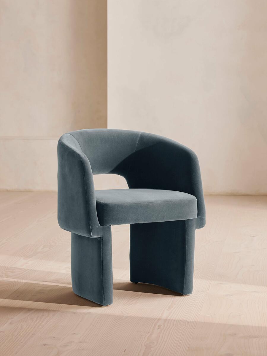 Morrell Dining Chair - Velvet - Grey Blue - Listing - Image 1