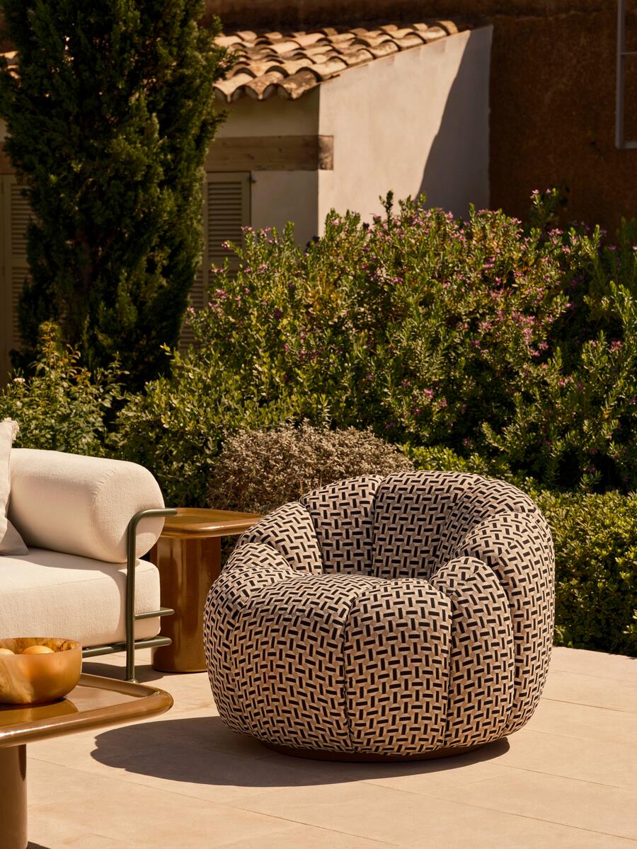 Garret Outdoor Armchair - Geometric - Monochrome - UK - Lifestyle - Image 1