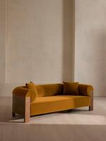 Eldon Three Seater Sofa - Walnut - Velvet - Mustard - Listing - Thumbnail 2