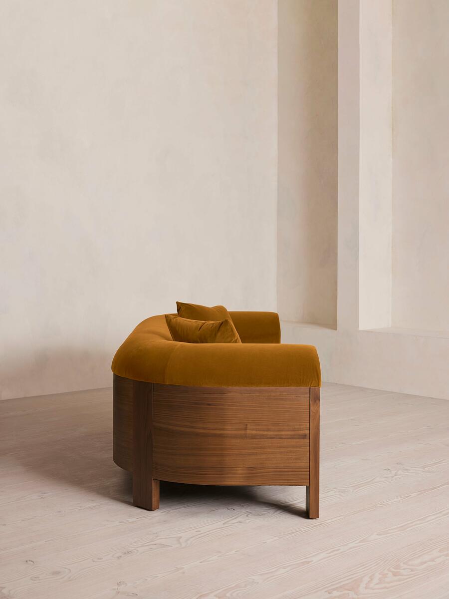 Eldon Three Seater Sofa - Walnut - Velvet - Mustard - Images - Image 4