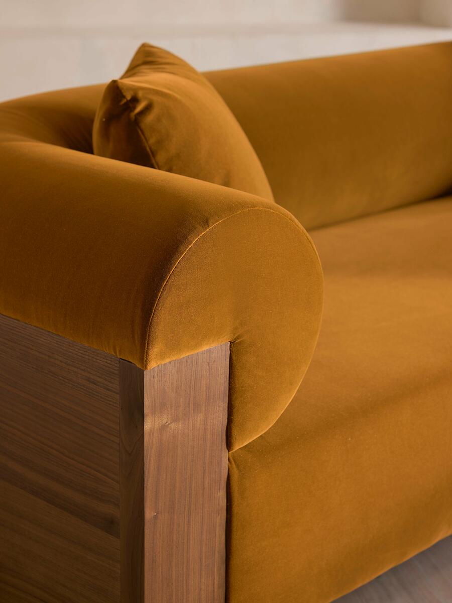 Eldon Three Seater Sofa - Walnut - Velvet - Mustard - Images - Image 7