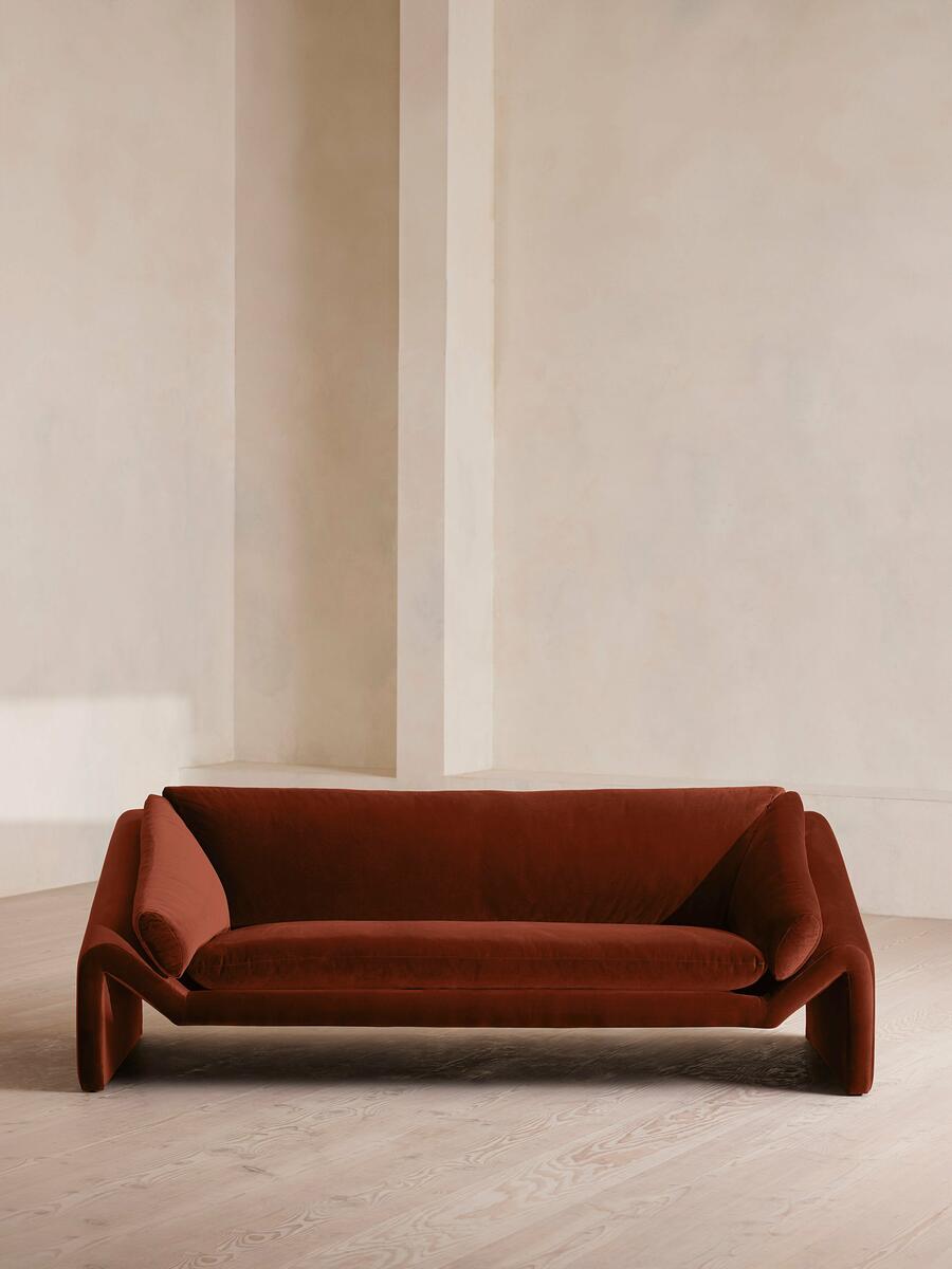 Amble Three Seater Sofa - Velvet - Rust - Listing - Image 1