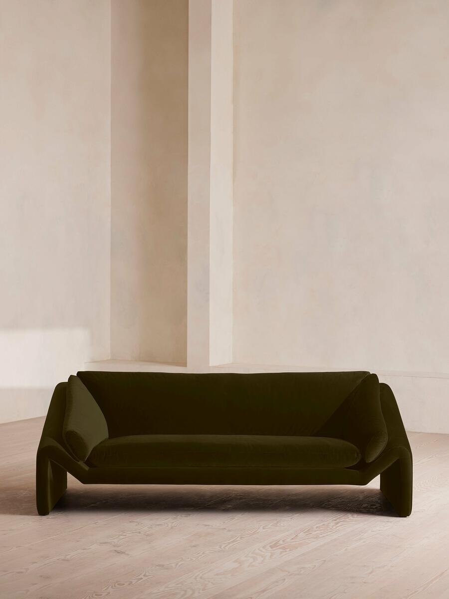 Amble Three Seater Sofa - Velvet - Olive - Listing - Image 2
